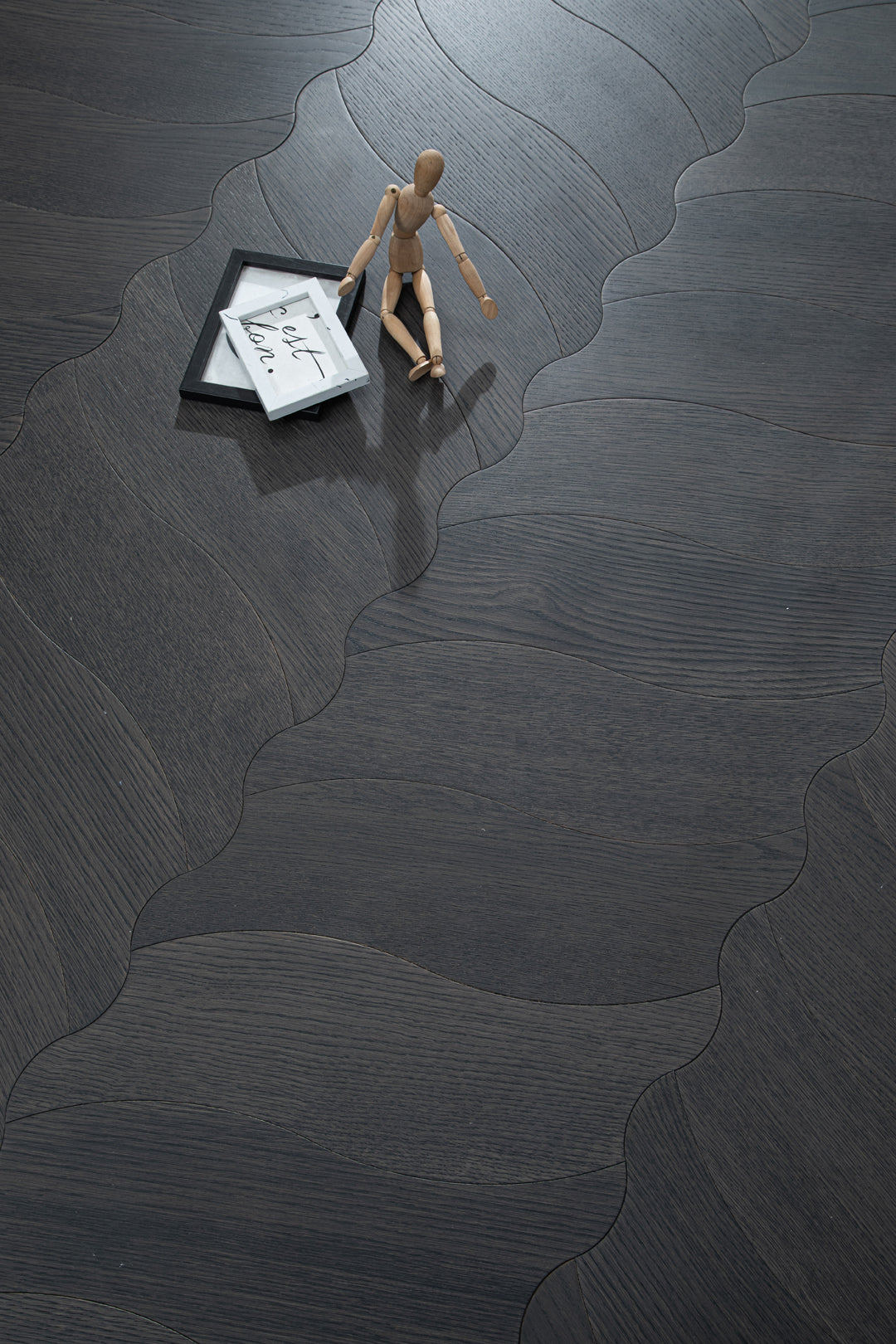 YXPX607 Charcoal Oak Undulating Ripple Premium Parquet Flooring | Wave Series