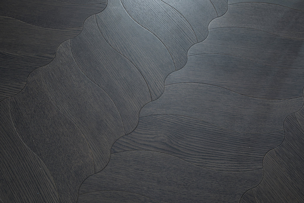 YXPX607 Charcoal Oak Undulating Ripple Premium Parquet Flooring | Wave Series