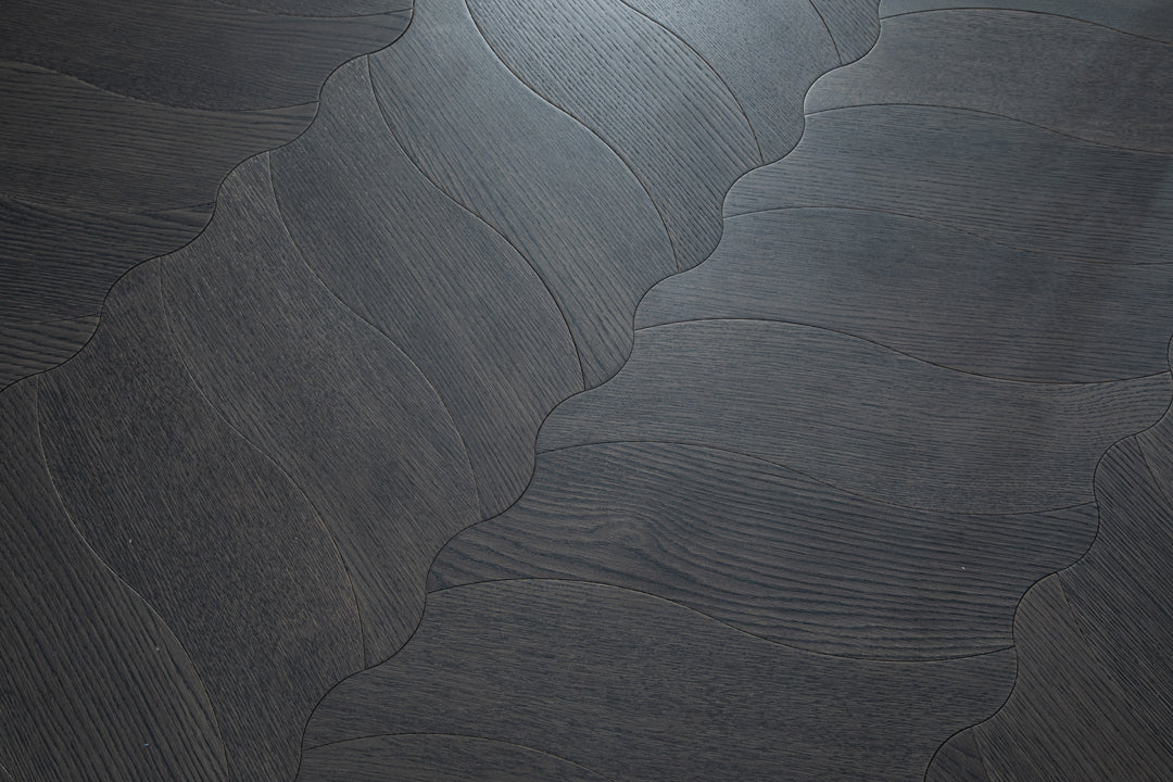YXPX607 Charcoal Oak Undulating Ripple Premium Parquet Flooring | Wave Series