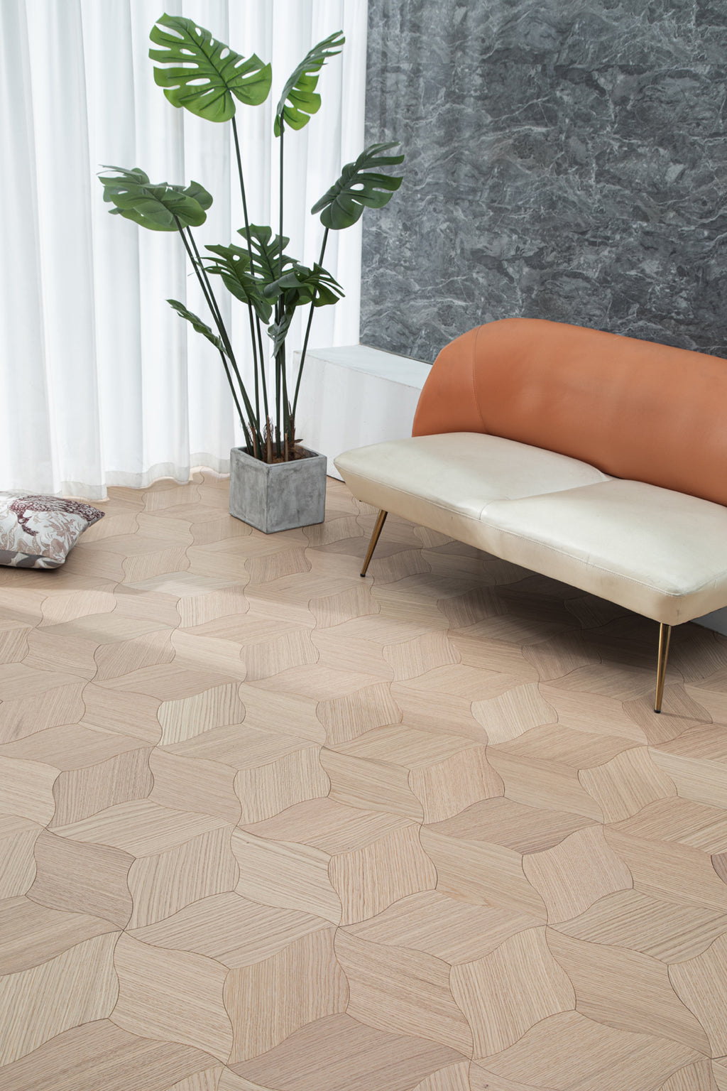 YXPX608 Natural Oak Lily Petal Flowing Organic Artistic Parquet Flooring | Lily Series