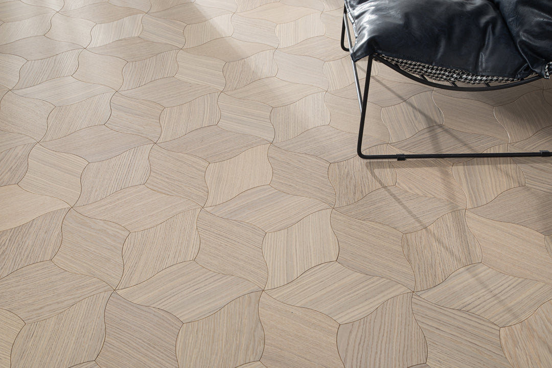 YXPX609 Creamy White Oak Lily Petal Soft Flowing Organic Parquet Flooring | Lily Series