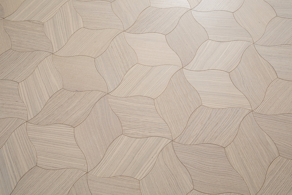 YXPX609 Creamy White Oak Lily Petal Soft Flowing Organic Parquet Flooring | Lily Series