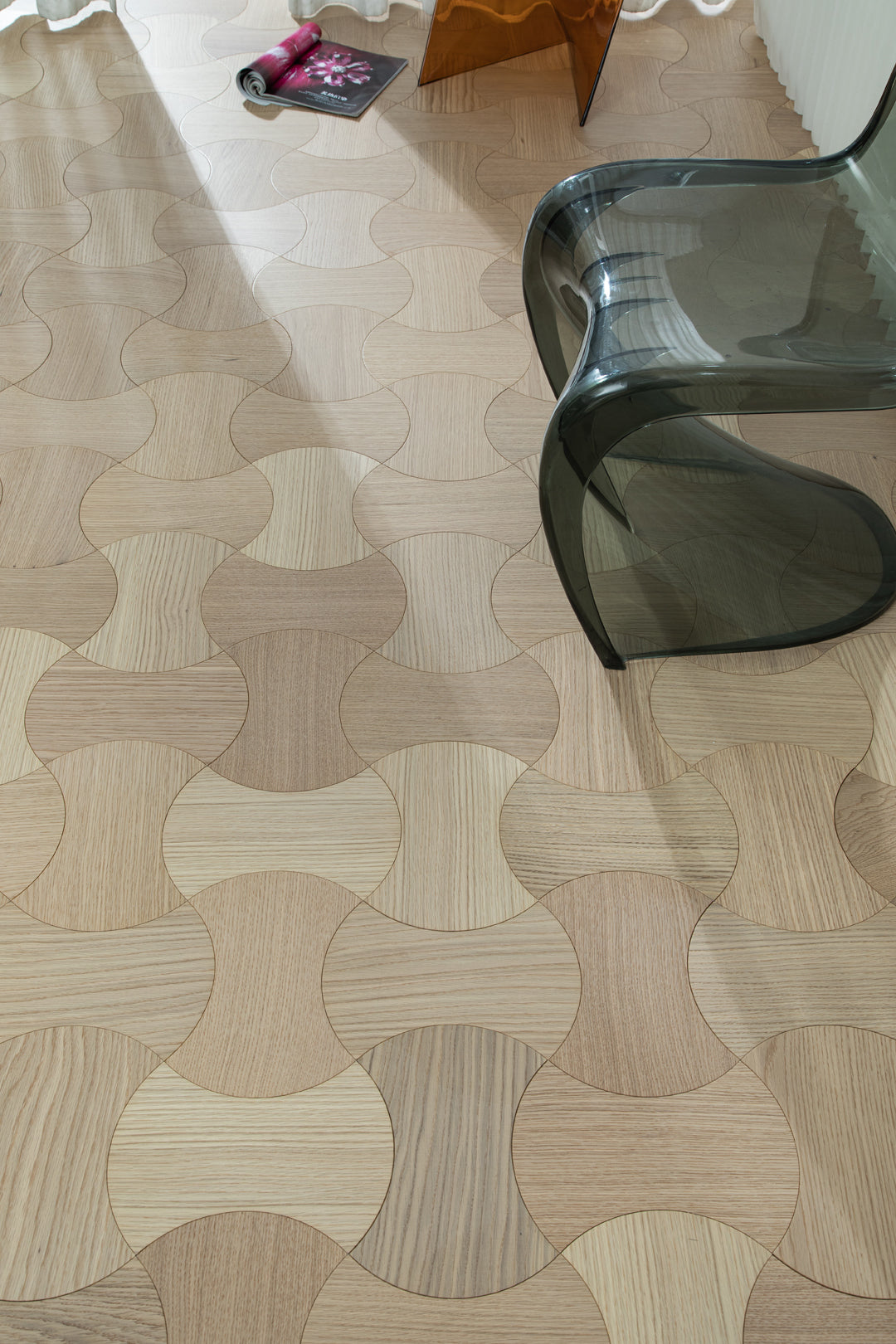YXPX611 Natural Oak Hourglass Silhouette Artistic Flowing Parquet Flooring | Wasp Waist Series