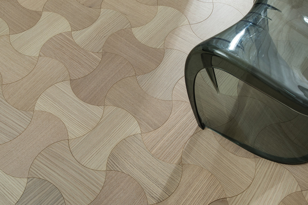 YXPX611 Natural Oak Hourglass Silhouette Artistic Flowing Parquet Flooring | Wasp Waist Series