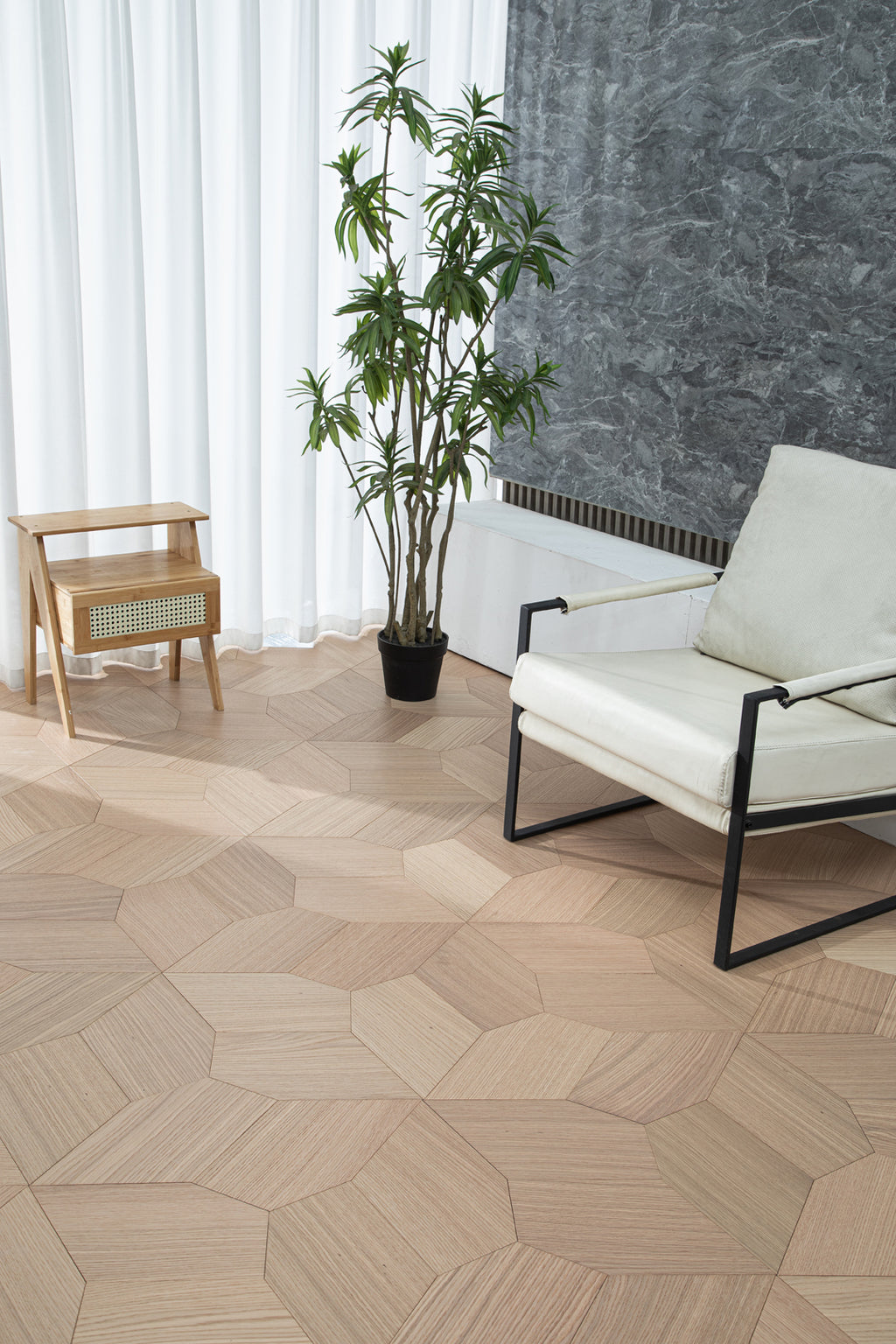YXPX616 Oak Irregular Polygon Mosaic Artistic Parquet Flooring | Fragmented Jade Series