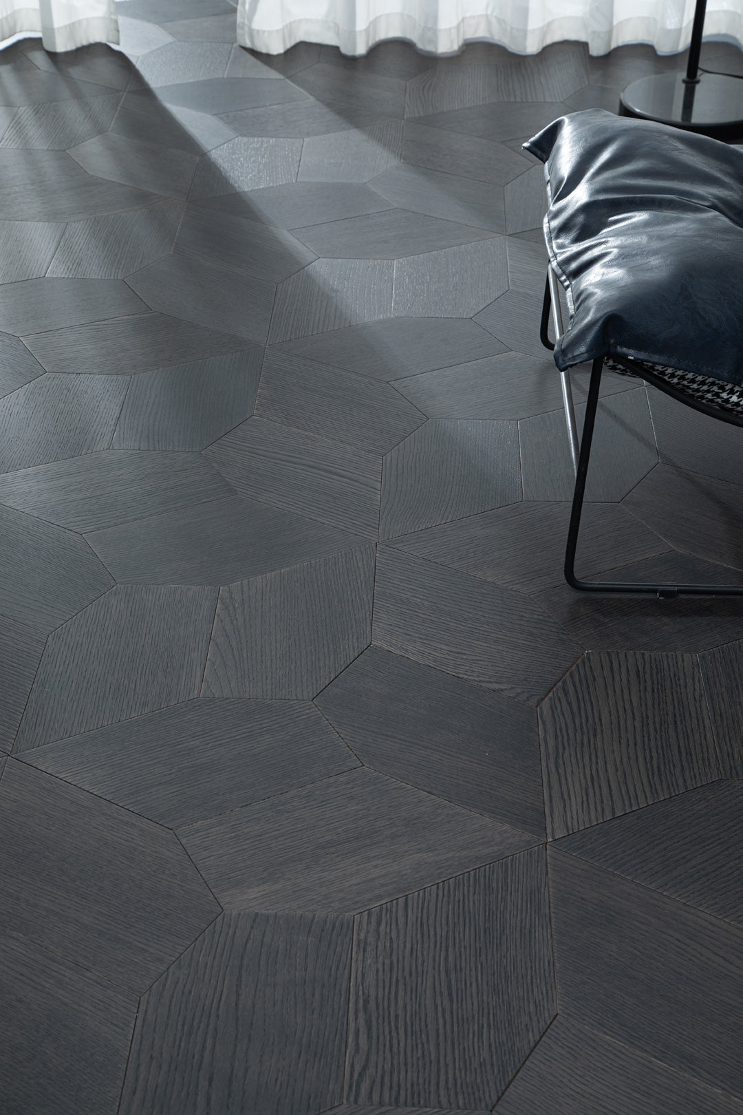 YXPX618 Charcoal Oak Irregular Polygon Mosaic Premium Parquet Flooring | Fragmented Jade Series