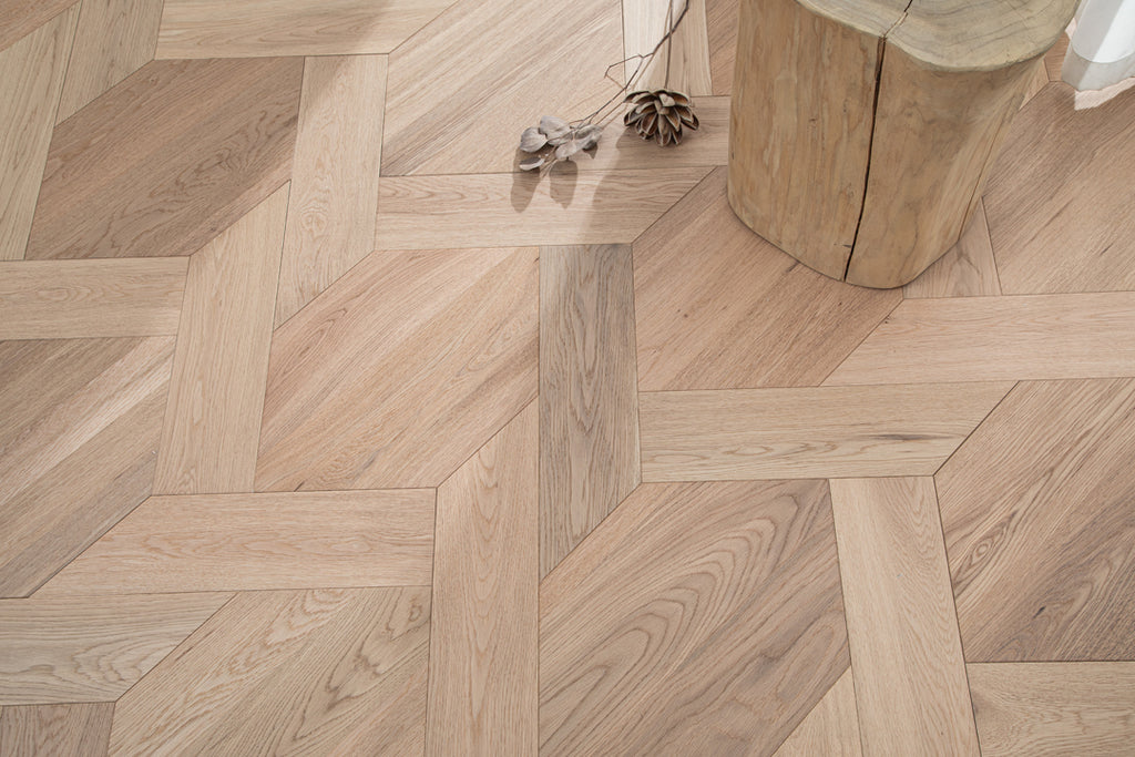 YXPX620   Natural Oak Woven Knot Pattern Oriental Modern Artistic Parquet Flooring | Chinese Knot Series