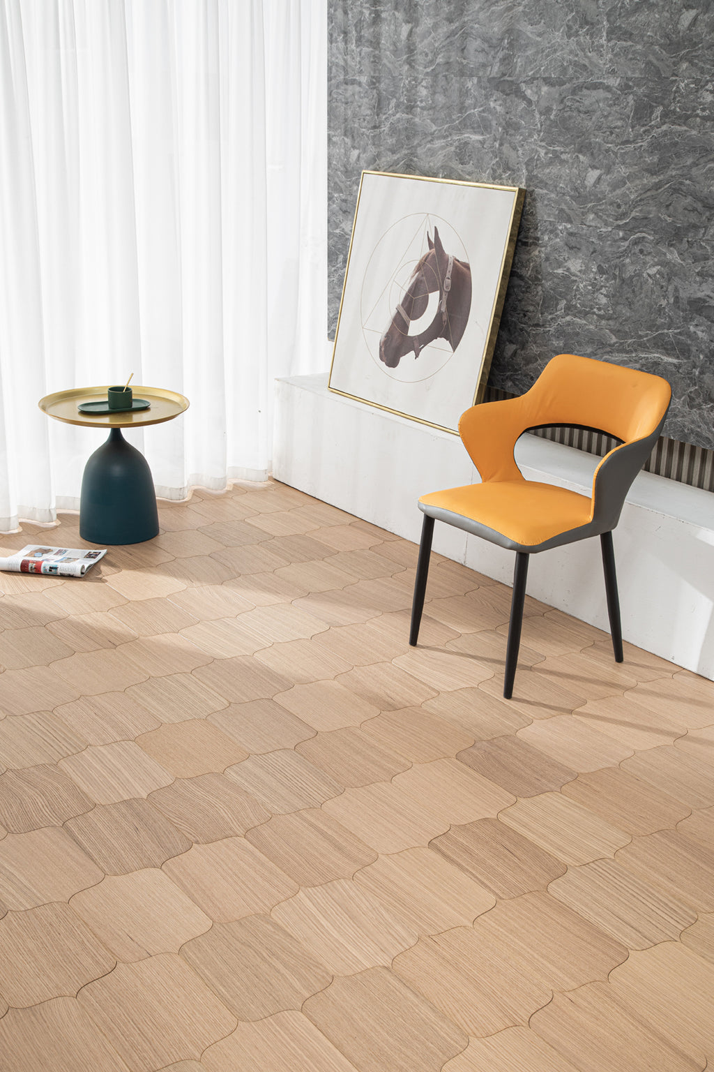 YXPX622 Oak Cartouche Curved Classic Elegant Parquet Flooring | Shield Series