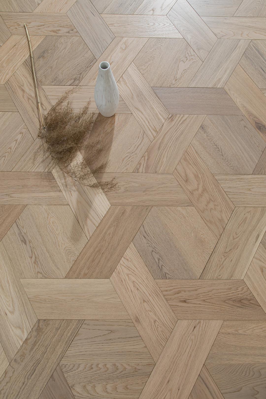 YXPX625 Light Oak Hexagonal Chevron Modern Geometric Parquet Flooring | Honeycomb Motif Series