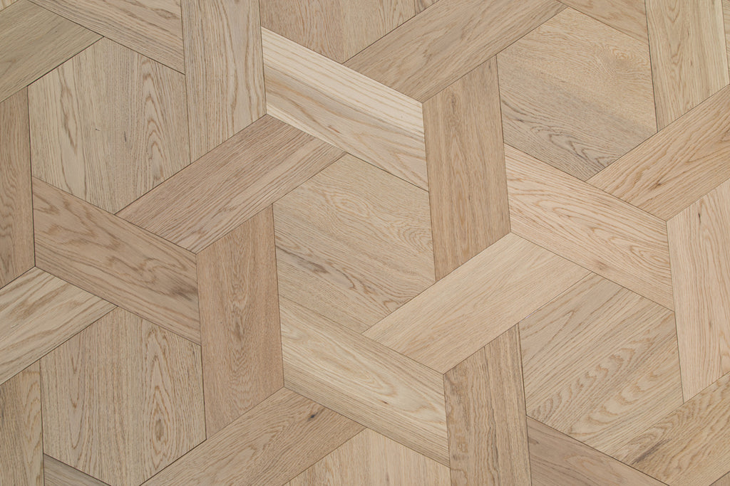 YXPX625 Light Oak Hexagonal Chevron Modern Geometric Parquet Flooring | Honeycomb Motif Series