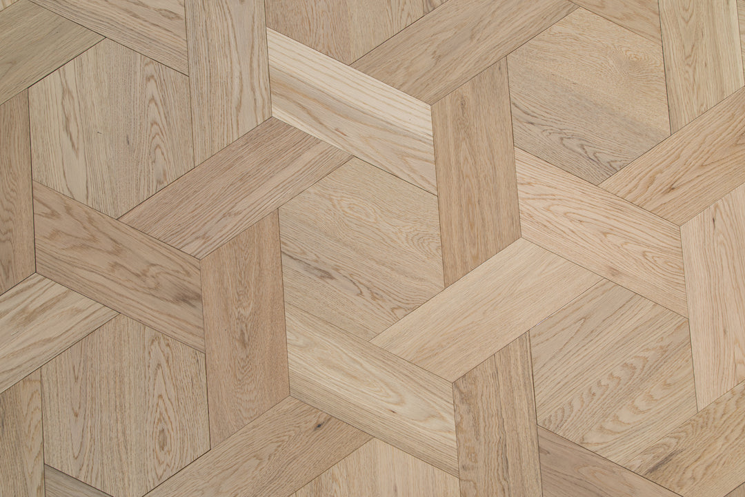 YXPX625 Light Oak Hexagonal Chevron Modern Geometric Parquet Flooring | Honeycomb Motif Series