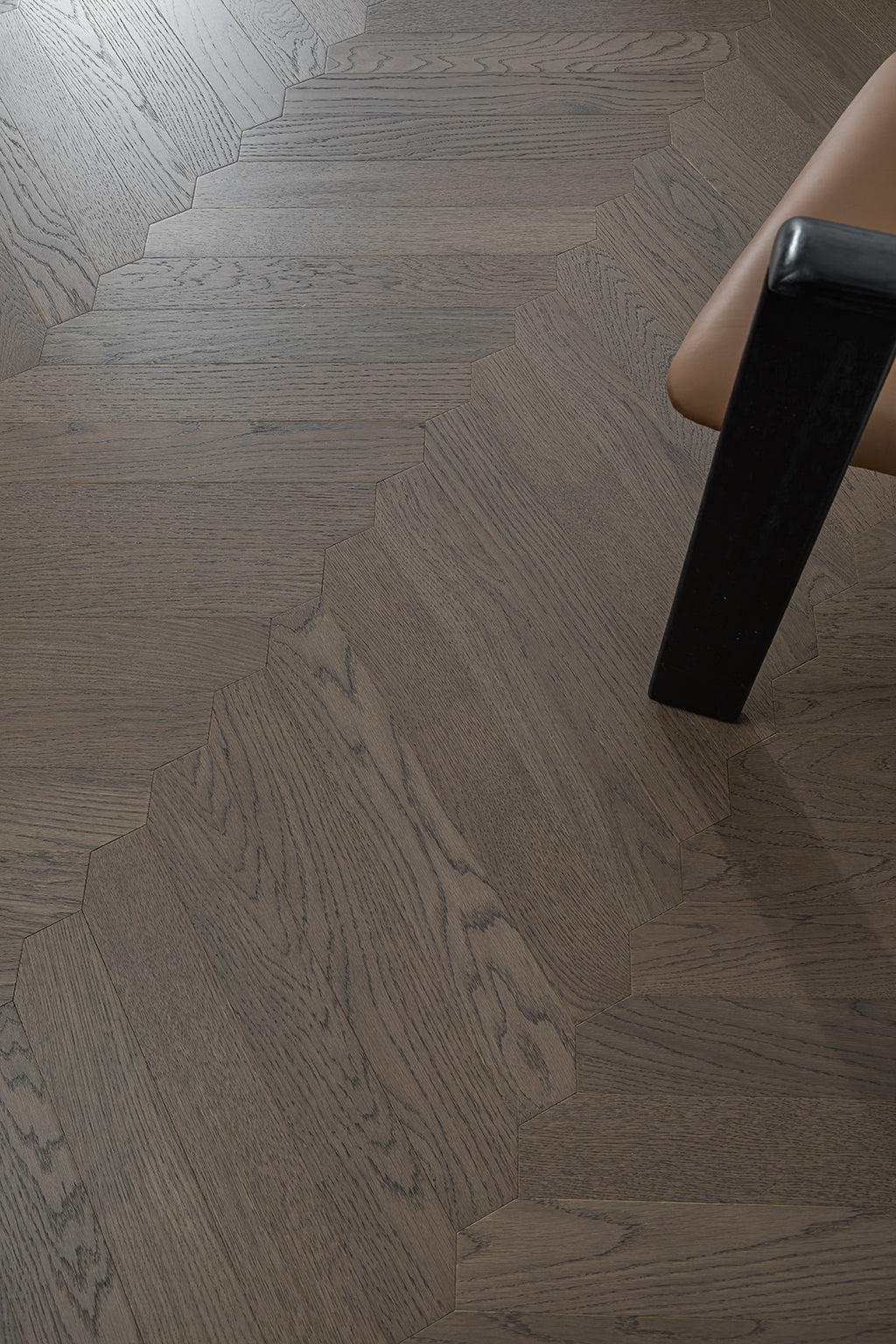 YXPX650 Mocha Smoked Oak Wide Herringbone Refined Modern Ribbed Parquet Flooring | Ribbon Series