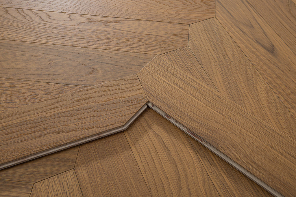 YXPX651 Warm Toasted Oak Wide Herringbone Flowing Timeless Parquet Flooring | Ribbon Series