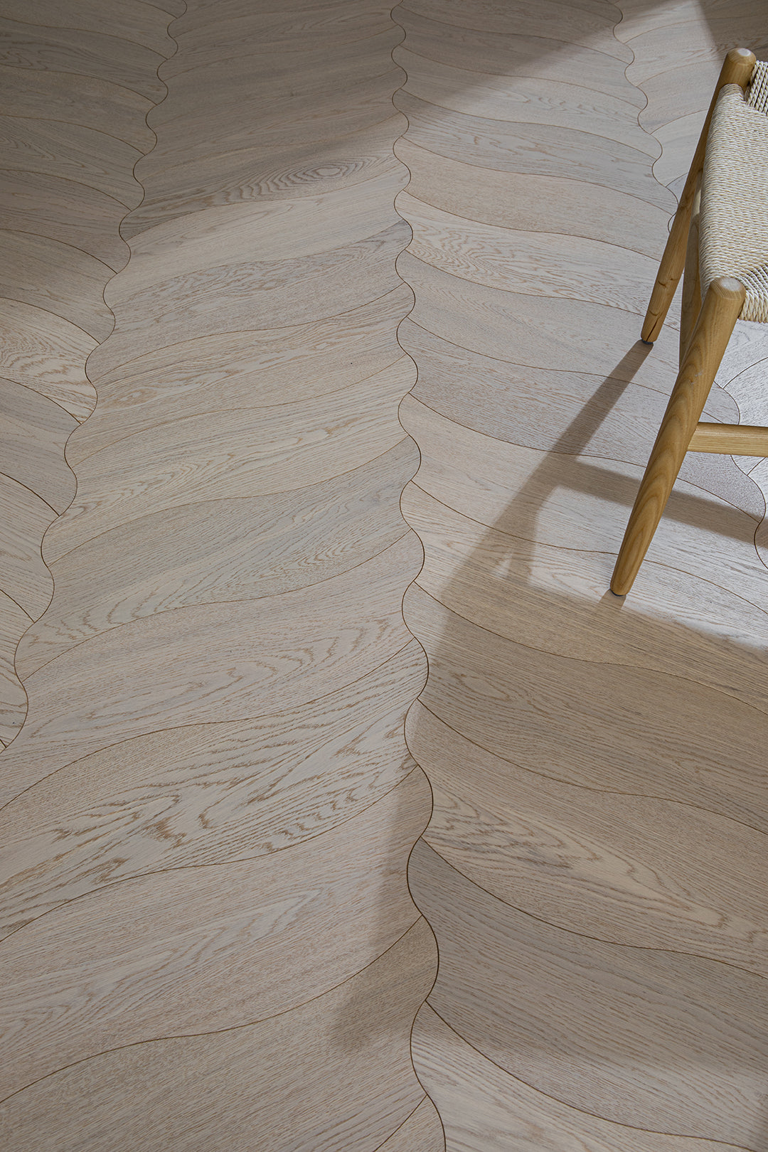 YXPX655  Pale Greige Oak Undulating Ripple Organic Parquet Flooring | Wave Series