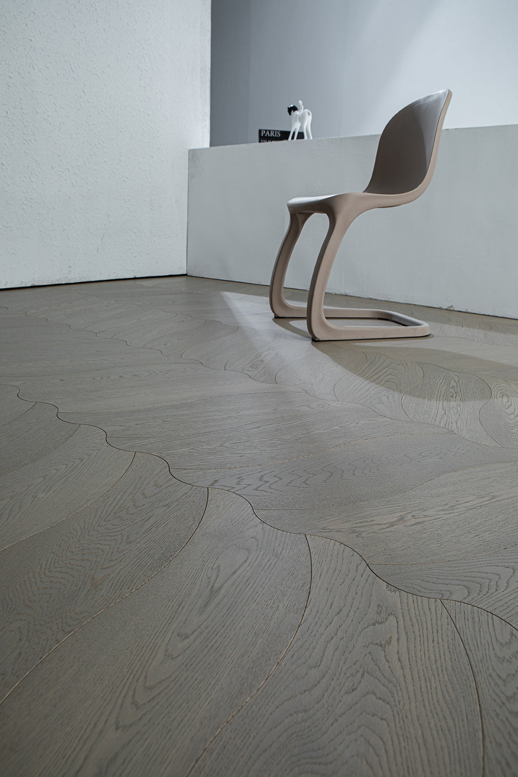 YXPX656  Brushed Grey Oak Undulating Ripple Contemporary Parquet Flooring | Wave Series