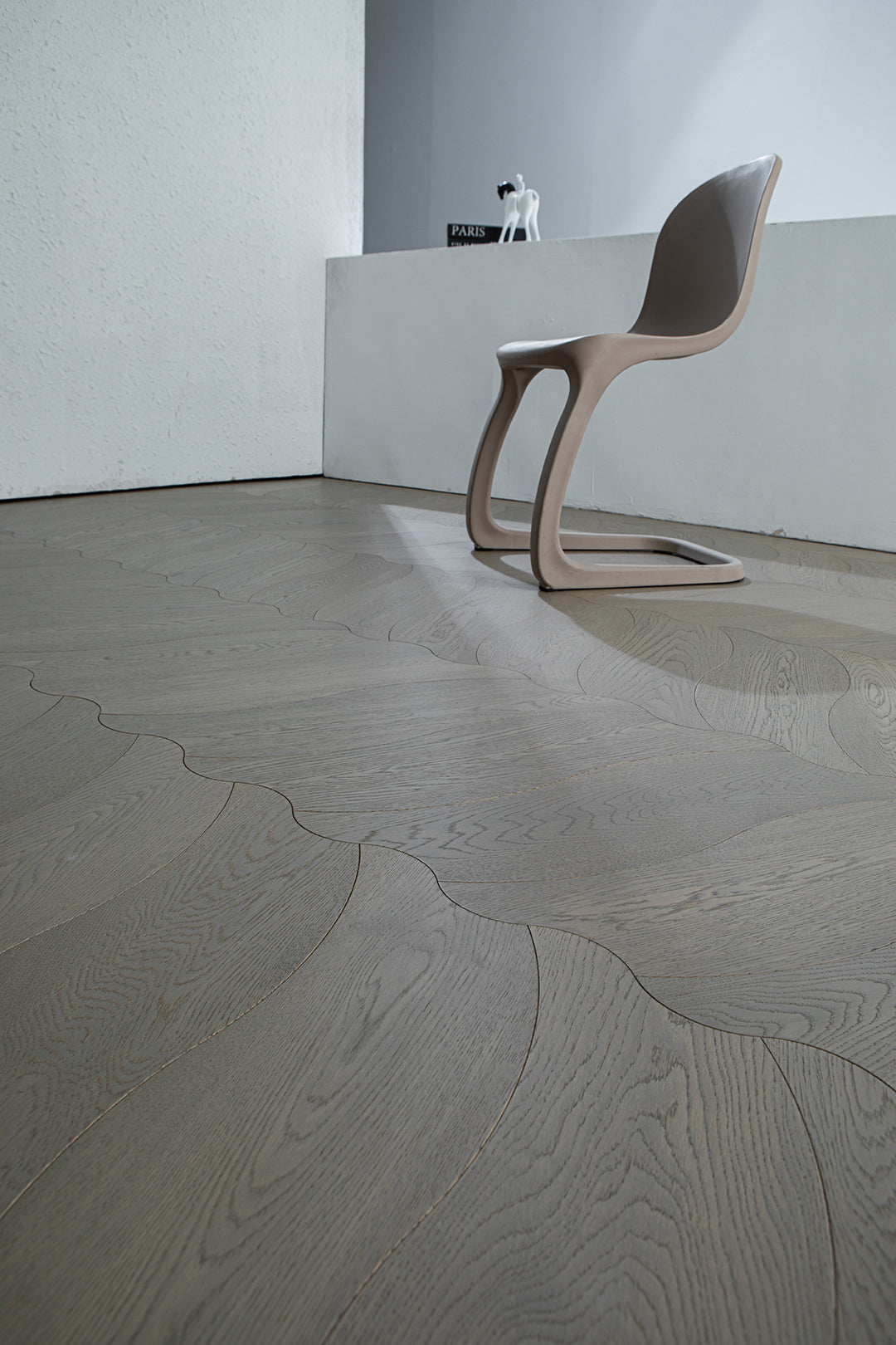 YXPX656  Brushed Grey Oak Undulating Ripple Contemporary Parquet Flooring | Wave Series