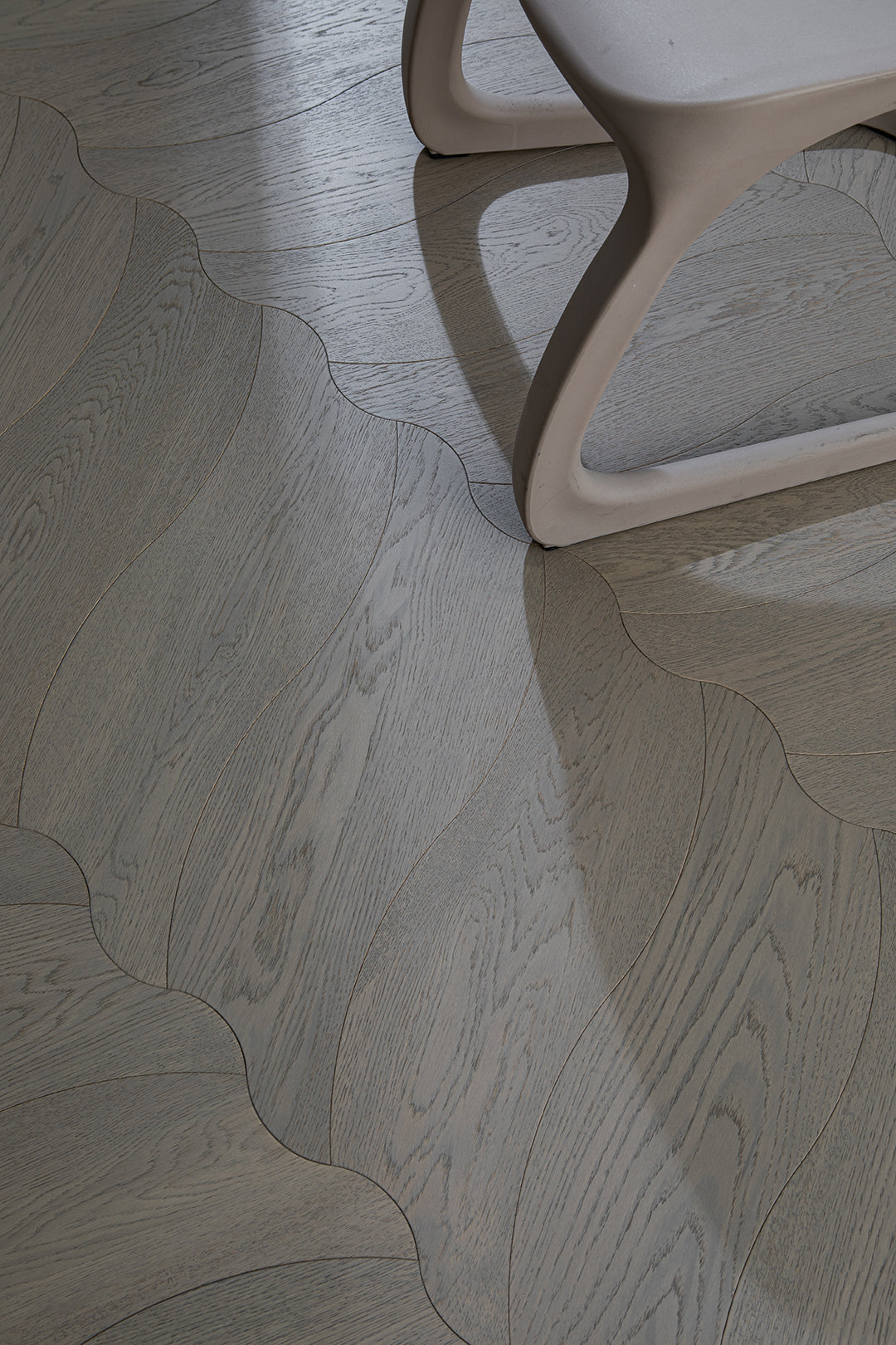 YXPX656  Brushed Grey Oak Undulating Ripple Contemporary Parquet Flooring | Wave Series