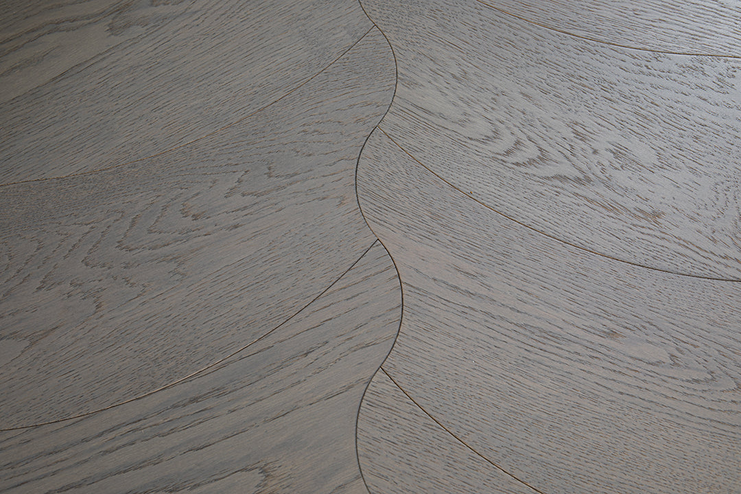 YXPX656  Brushed Grey Oak Undulating Ripple Contemporary Parquet Flooring | Wave Series