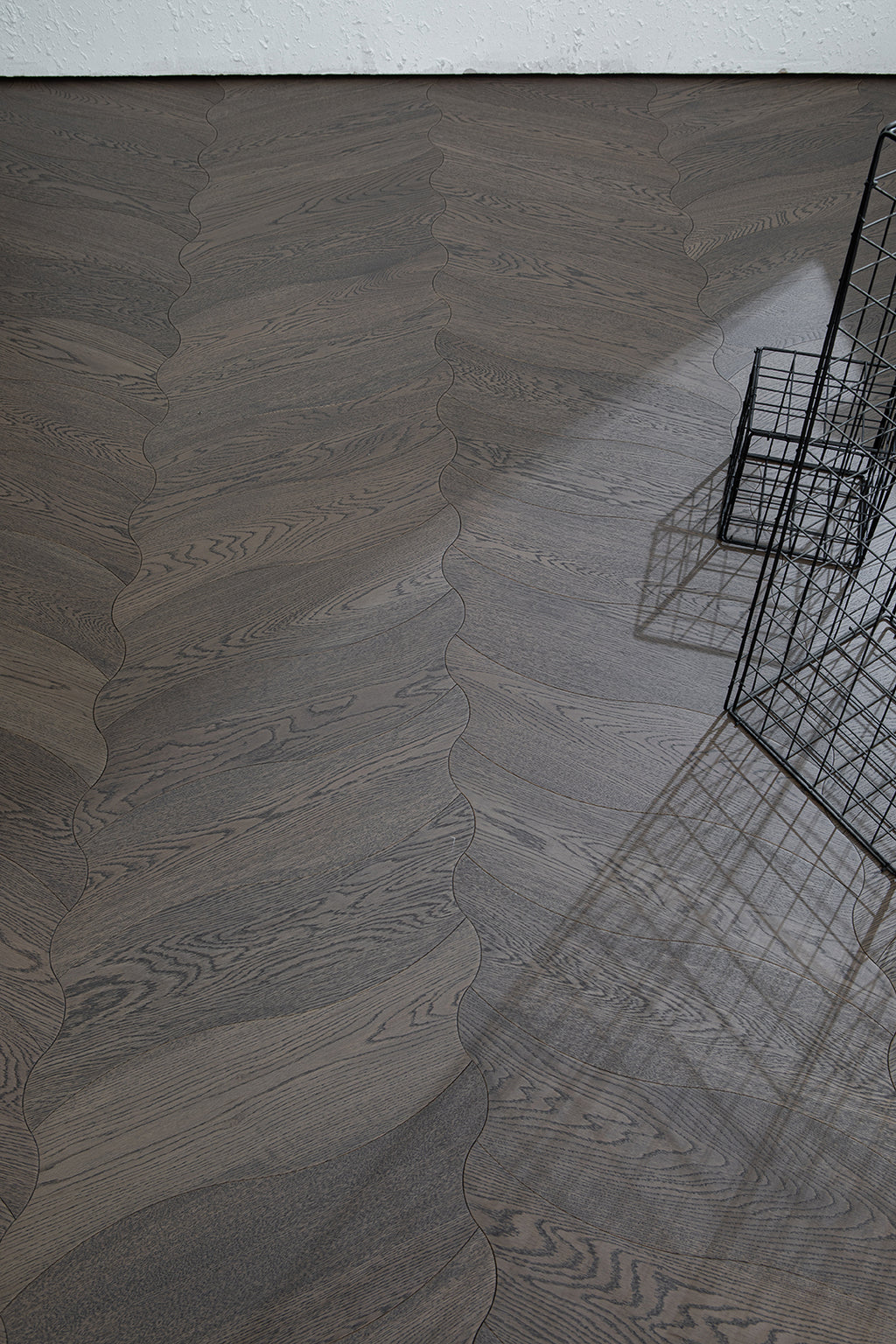 YXPX657  Charcoal Grey Oak Undulating Ripple Premium Parquet Flooring | Wave Series