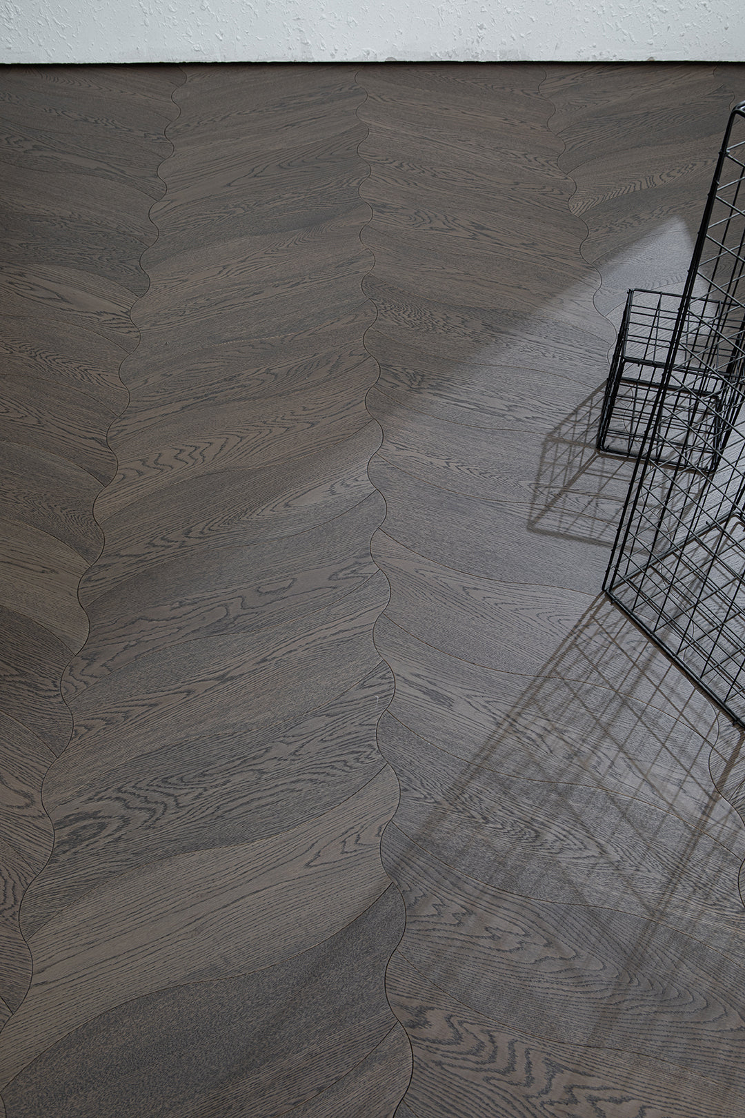 YXPX657  Charcoal Grey Oak Undulating Ripple Premium Parquet Flooring | Wave Series