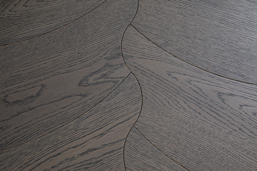 YXPX657  Charcoal Grey Oak Undulating Ripple Premium Parquet Flooring | Wave Series