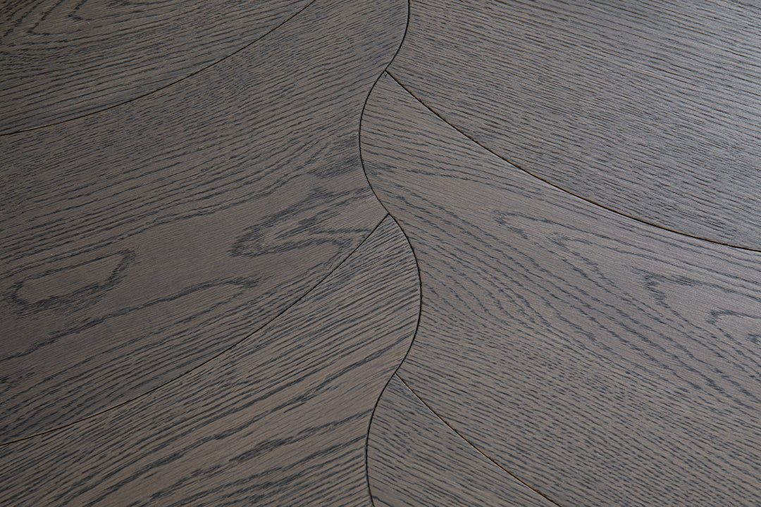 YXPX657  Charcoal Grey Oak Undulating Ripple Premium Parquet Flooring | Wave Series