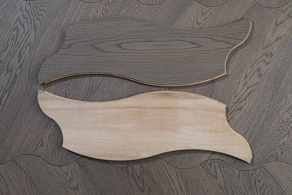 YXPX657  Charcoal Grey Oak Undulating Ripple Premium Parquet Flooring | Wave Series