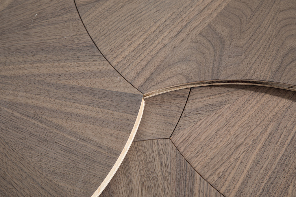 YXPH101 Black Walnut Radial Sunburst Parquet Flooring | Lotus Leaf Series