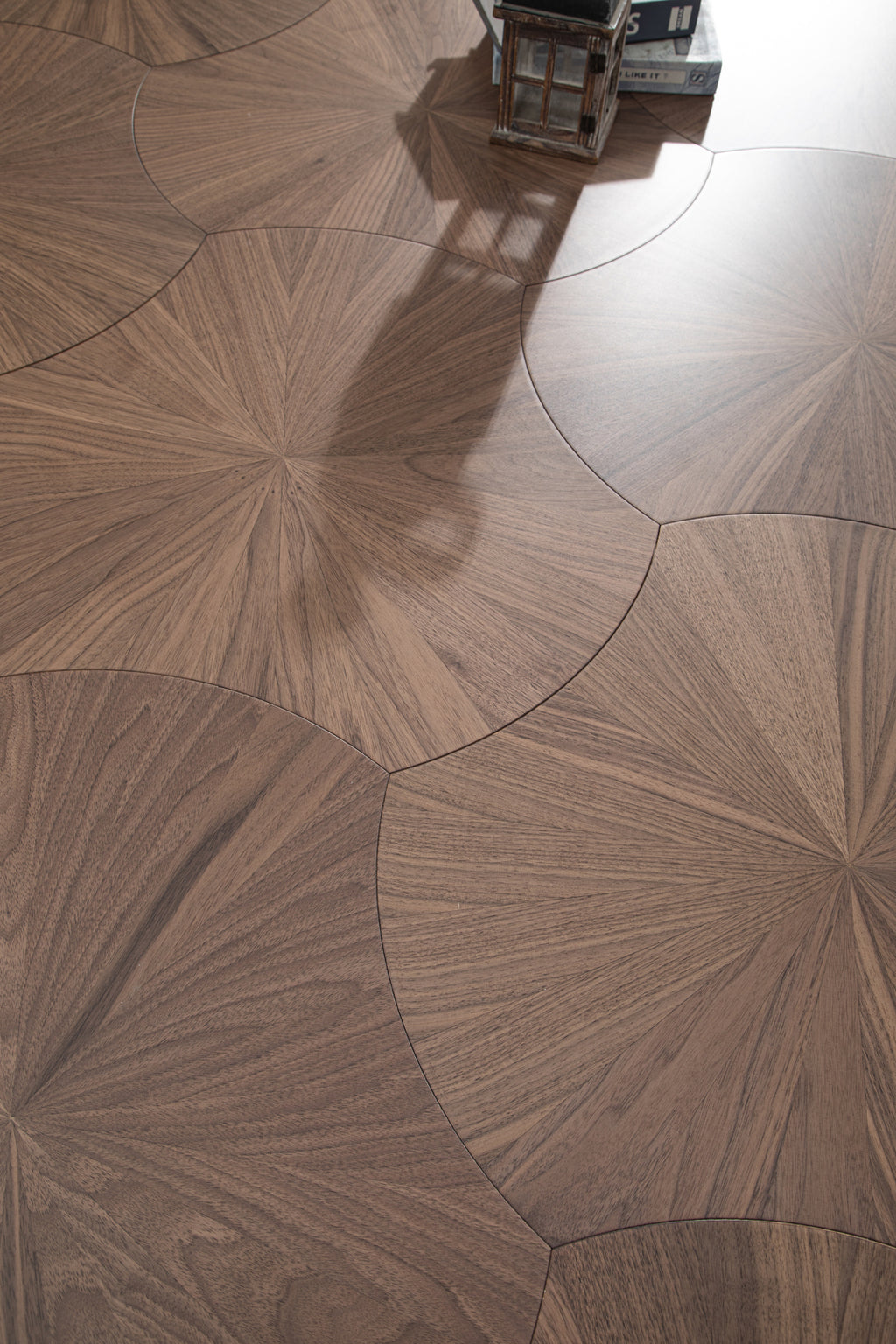 YXPH103 Black Walnut Radial Sunburst Parquet Flooring | Lotus Leaf Series