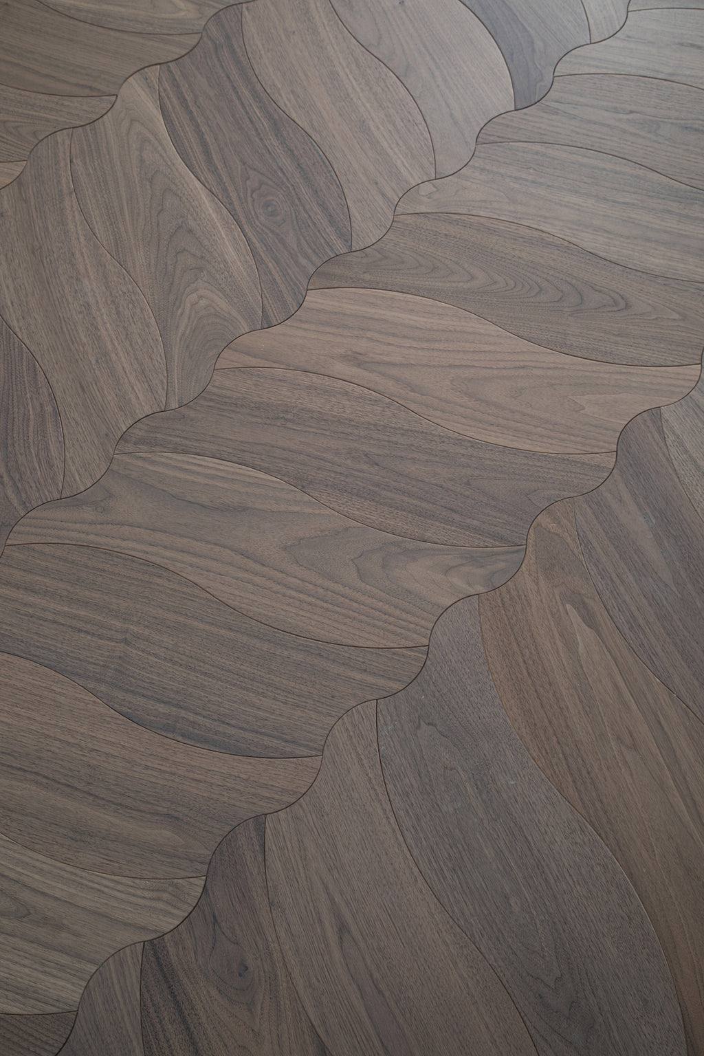 YXPH105 Black Walnut Flowing Ripple Parquet Flooring | Wave Series