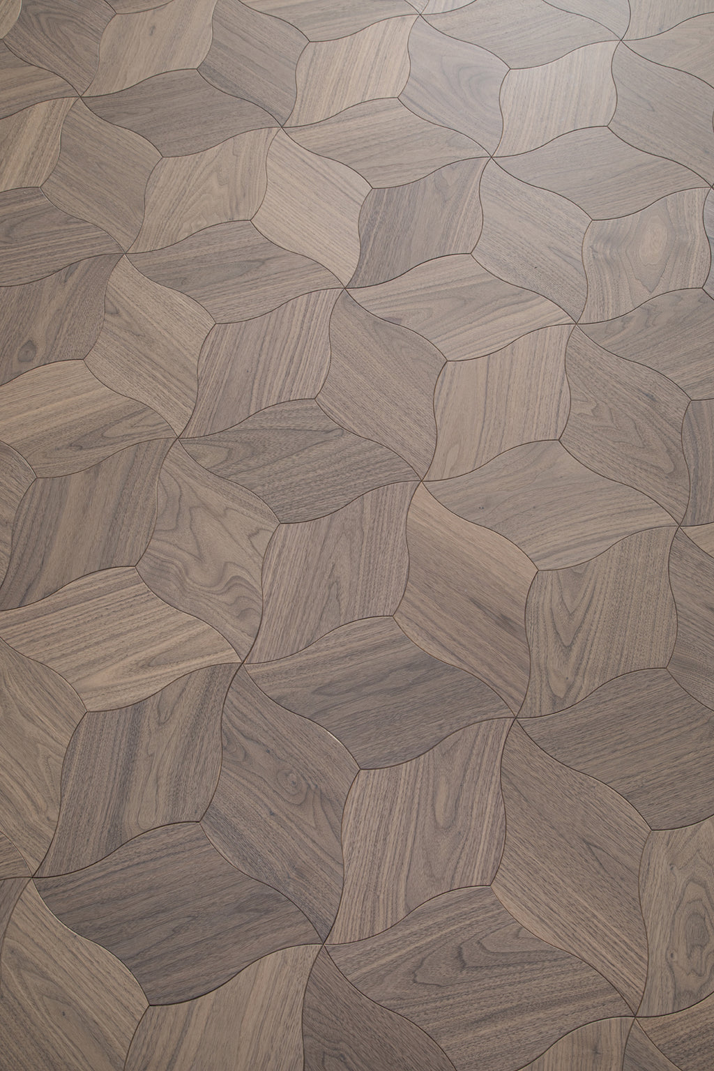 YXPH108 Black Walnut Curved Petal Floral Marquetry Parquet Flooring | Lily Series