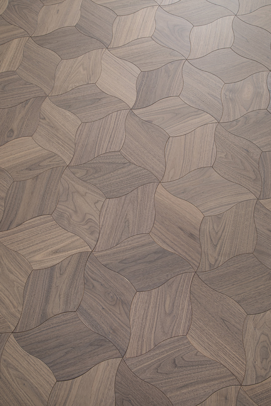 YXPH108 Black Walnut Curved Petal Floral Marquetry Parquet Flooring | Lily Series