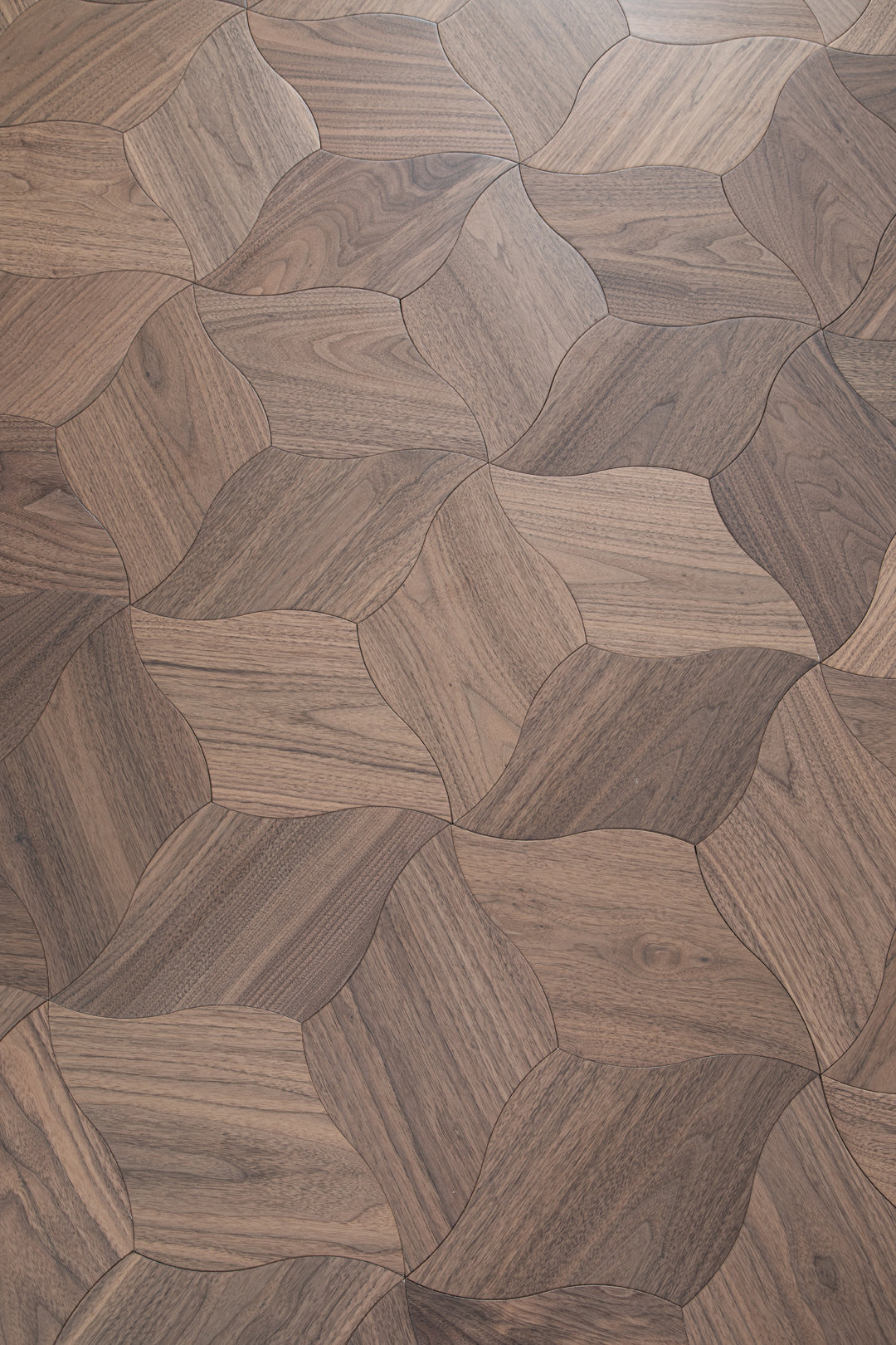 YXPH110 Black Walnut Curved Petal Floral Marquetry Parquet Flooring | Lily Series