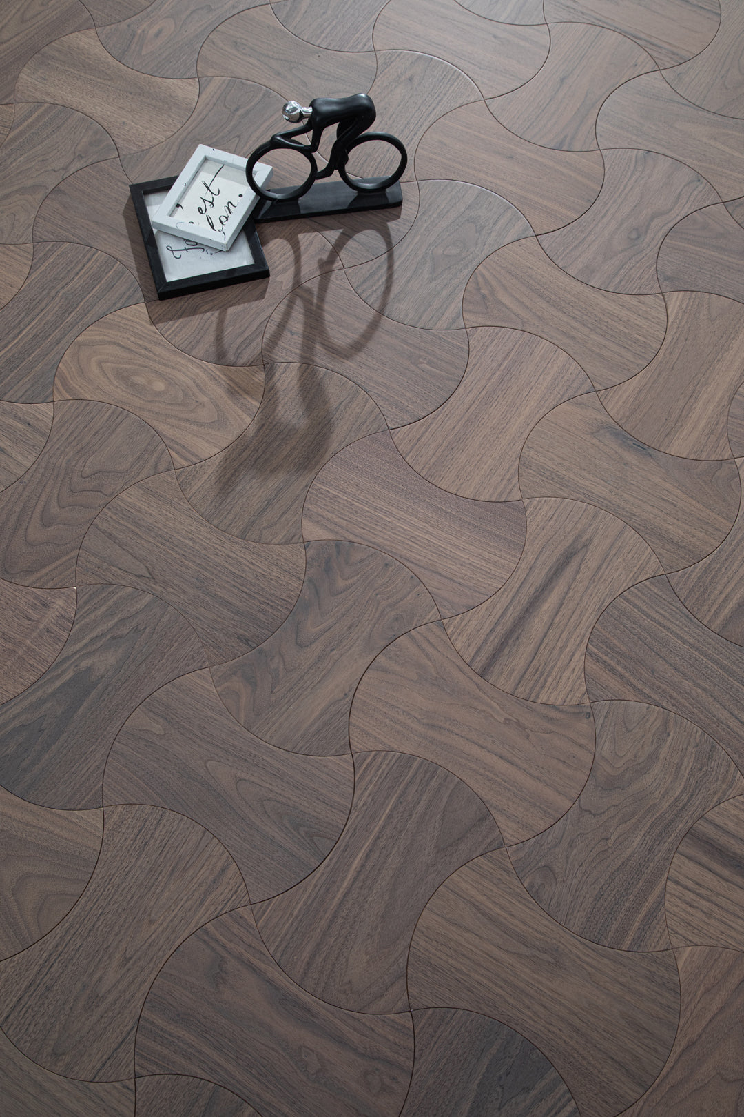 YXPH111 Black Walnut Cinched Curved Modular Parquet Flooring | Wasp Waist Series