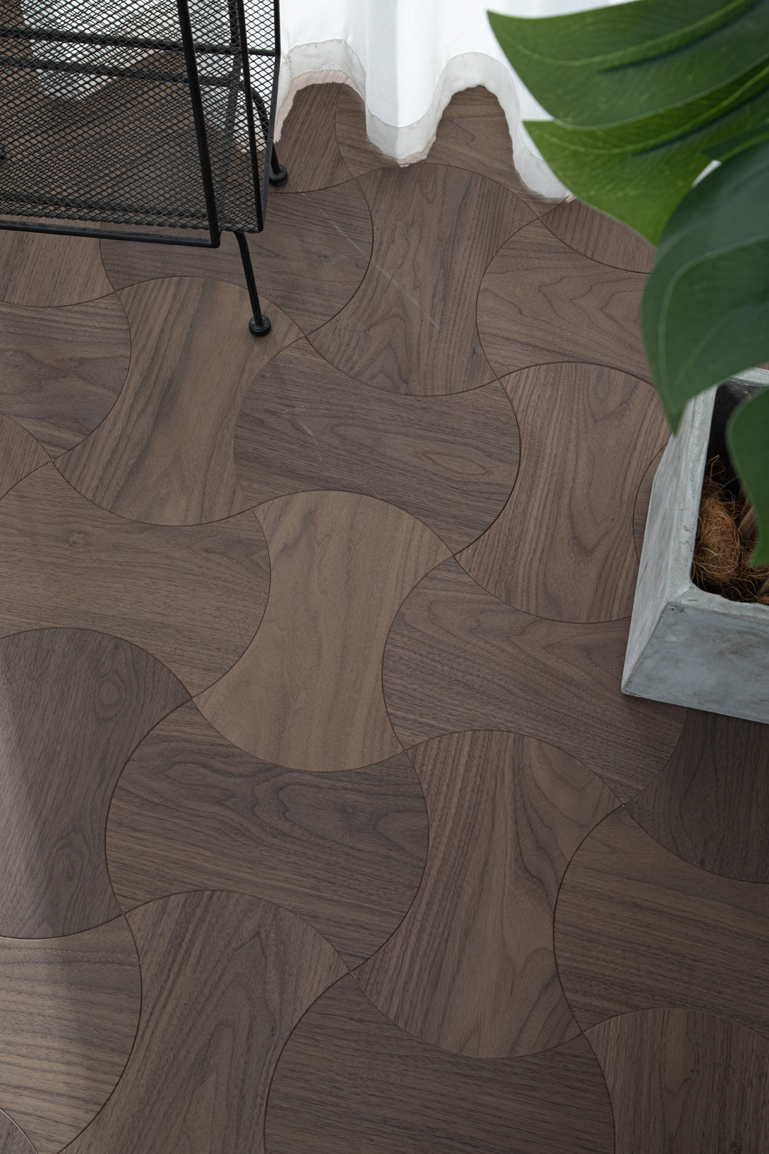 YXPH112 Black Walnut Cinched Curved Modular Parquet Flooring | Wasp Waist Series