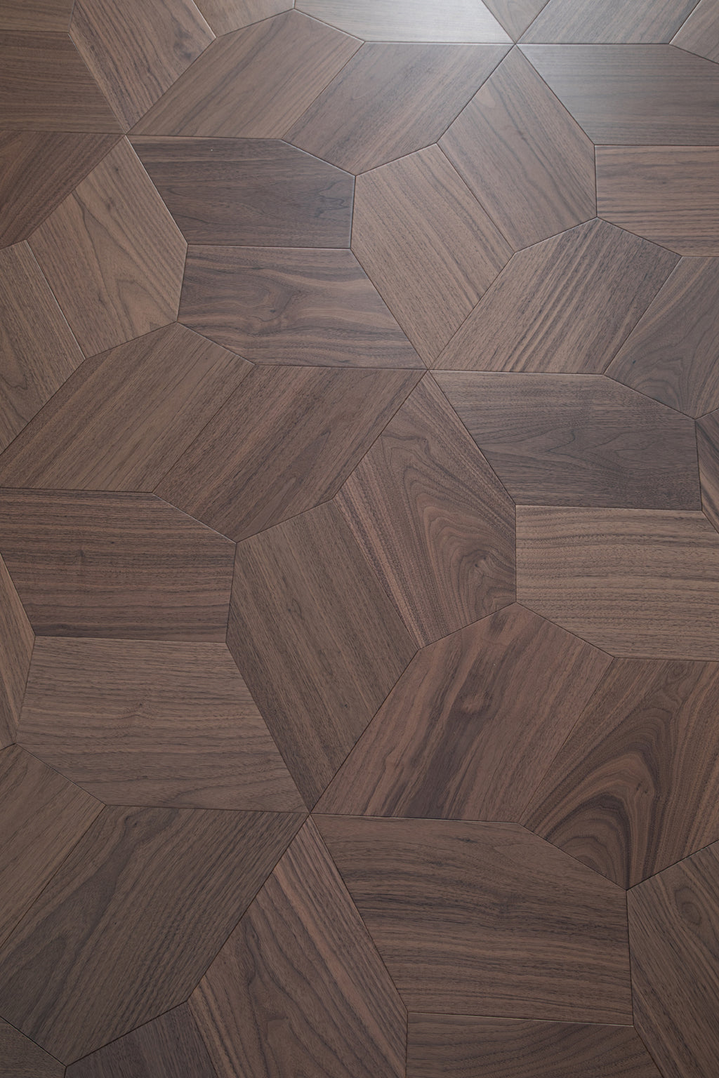 YXPH118 Black Walnut Asymmetric Polygon Parquet Flooring | Fragmented Jade Series