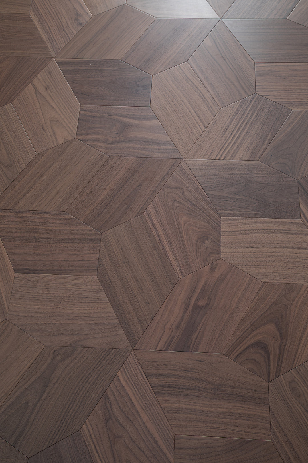 YXPH118 Black Walnut Asymmetric Polygon Parquet Flooring | Fragmented Jade Series