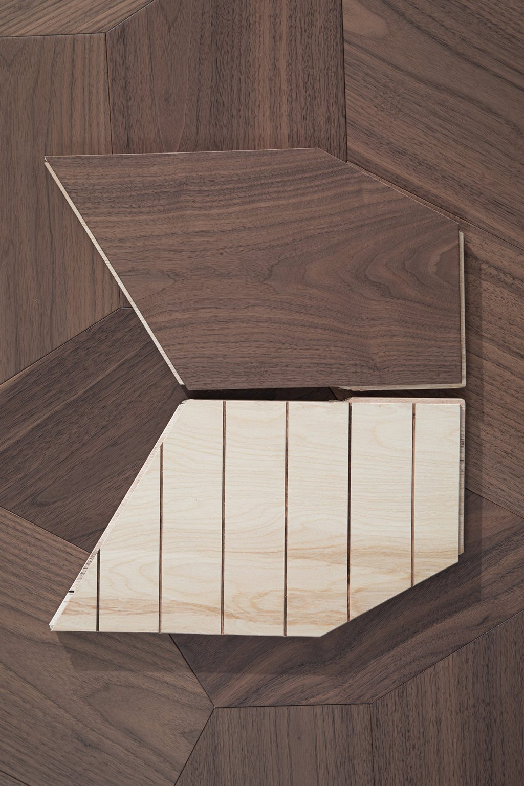 YXPH118 Black Walnut Asymmetric Polygon Parquet Flooring | Fragmented Jade Series