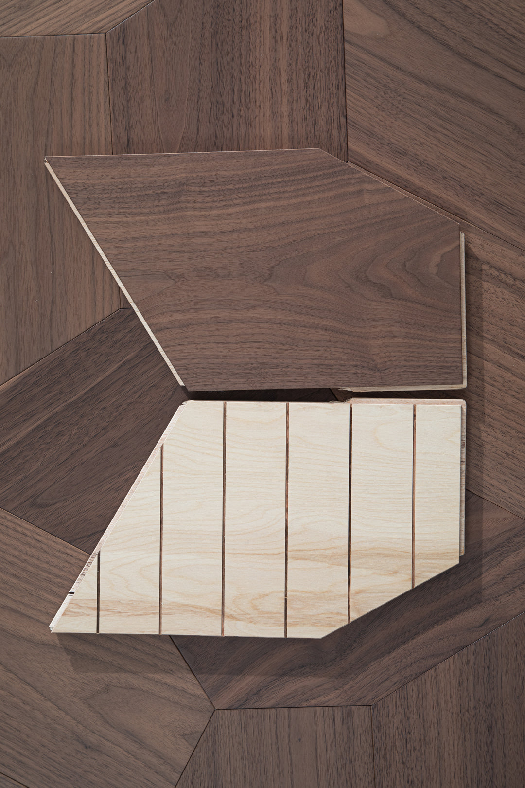 YXPH118 Black Walnut Asymmetric Polygon Parquet Flooring | Fragmented Jade Series