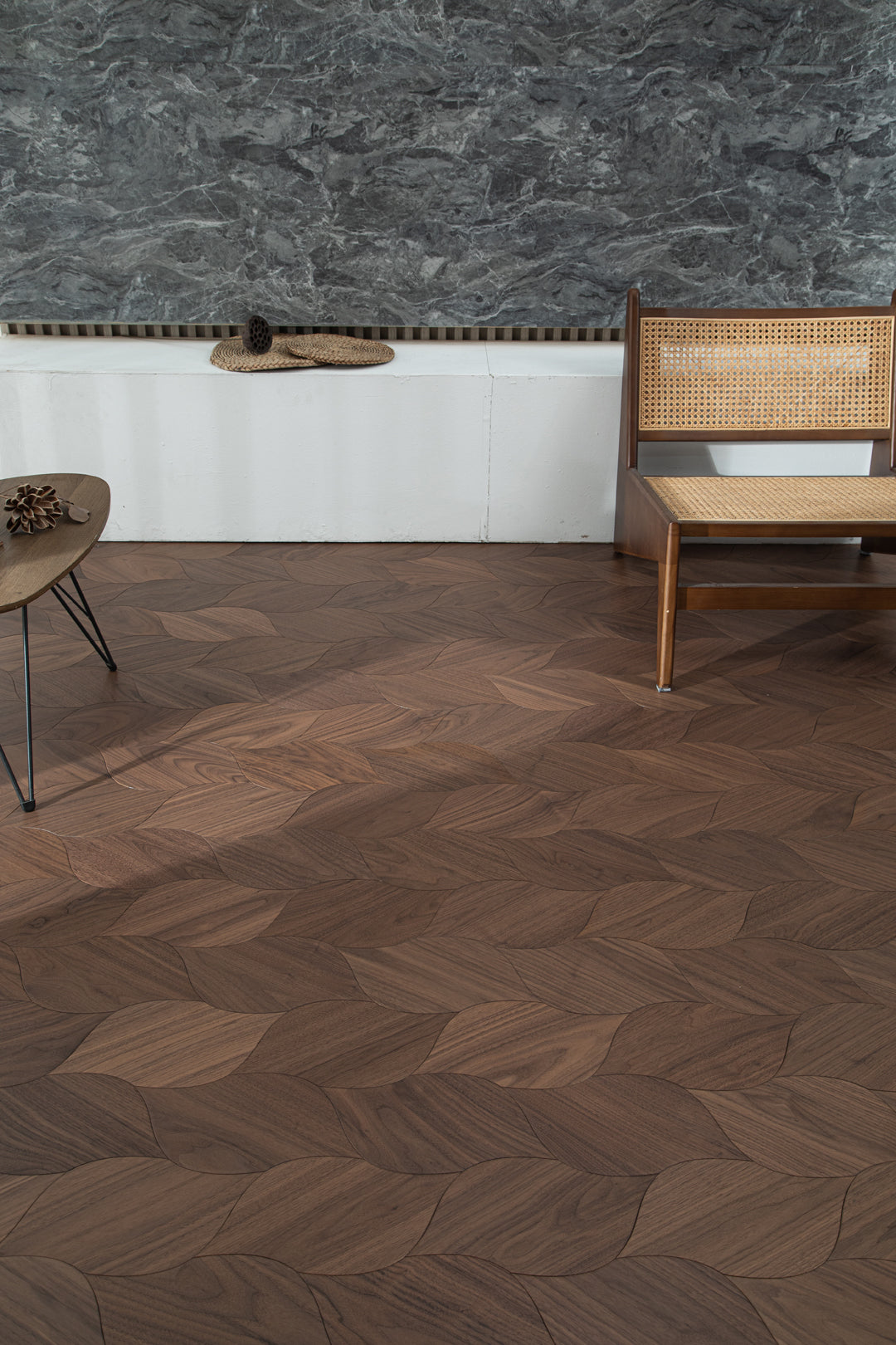 YXPH119  Black Walnut Braided Curved Parquet Flooring | Braid Motif Series
