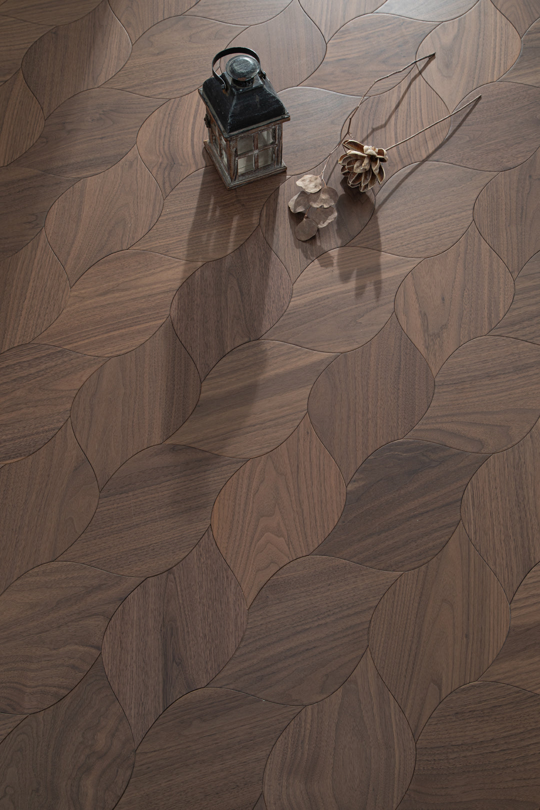 YXPH119  Black Walnut Braided Curved Parquet Flooring | Braid Motif Series