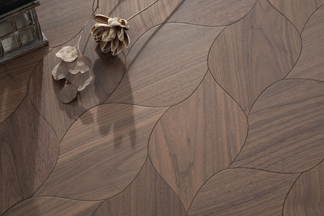 YXPH119  Black Walnut Braided Curved Parquet Flooring | Braid Motif Series