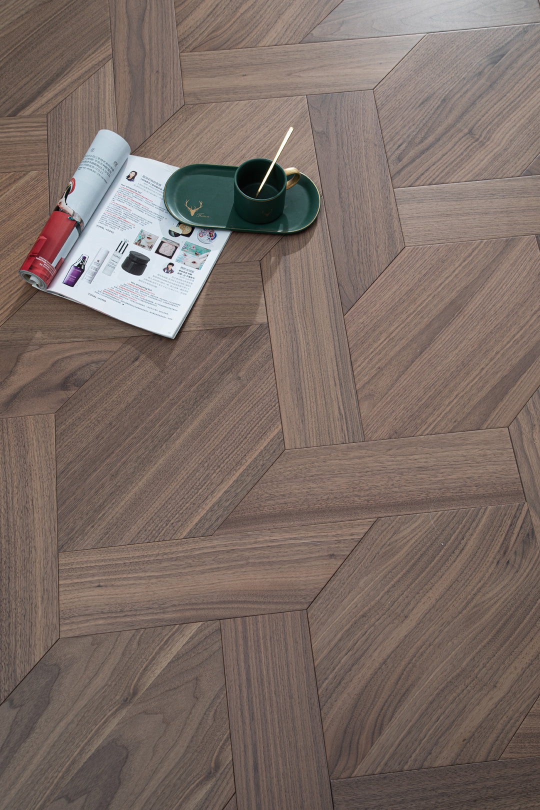 YXPH120 Black Walnut Knot-Weave Pattern Parquet Flooring | Chinese Knot Series