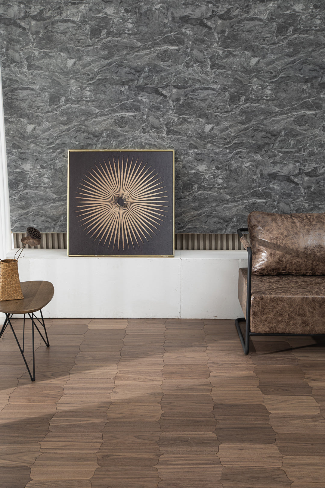 YXPH123 Black Walnut Decorative Cartouche Parquet Flooring | Shield Series