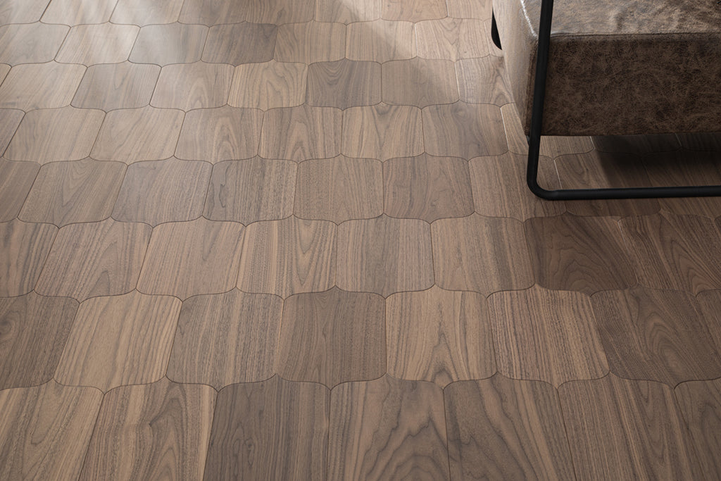 YXPH123 Black Walnut Decorative Cartouche Parquet Flooring | Shield Series