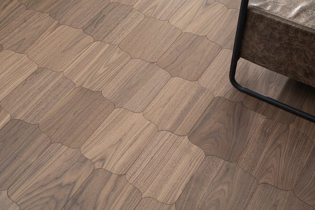 YXPH123 Black Walnut Decorative Cartouche Parquet Flooring | Shield Series