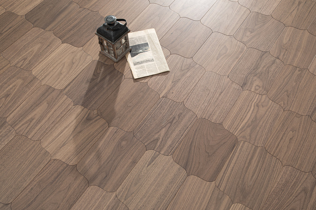 YXPH123 Black Walnut Decorative Cartouche Parquet Flooring | Shield Series