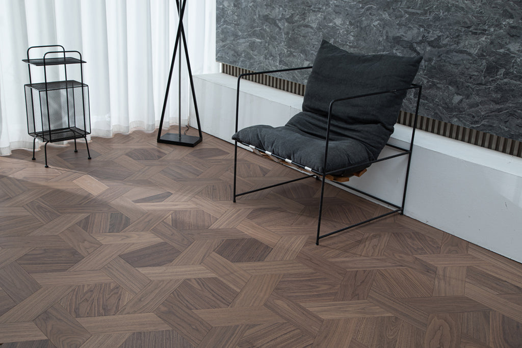 YXPH125 Black Walnut Hexagonal Woven Parquet Flooring | Honeycomb Motif Series