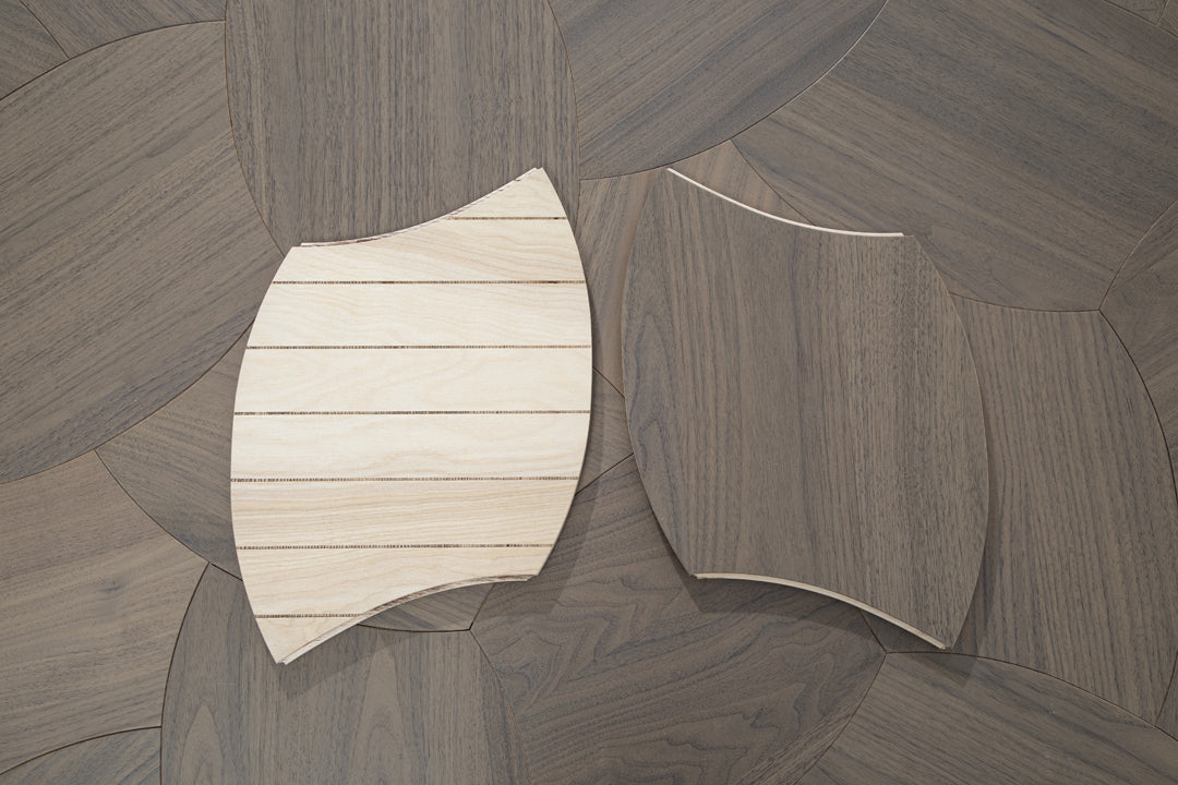 YXPH127 Black Walnut Petal-Shaped Modular Parquet Flooring | Lotus Flower Series