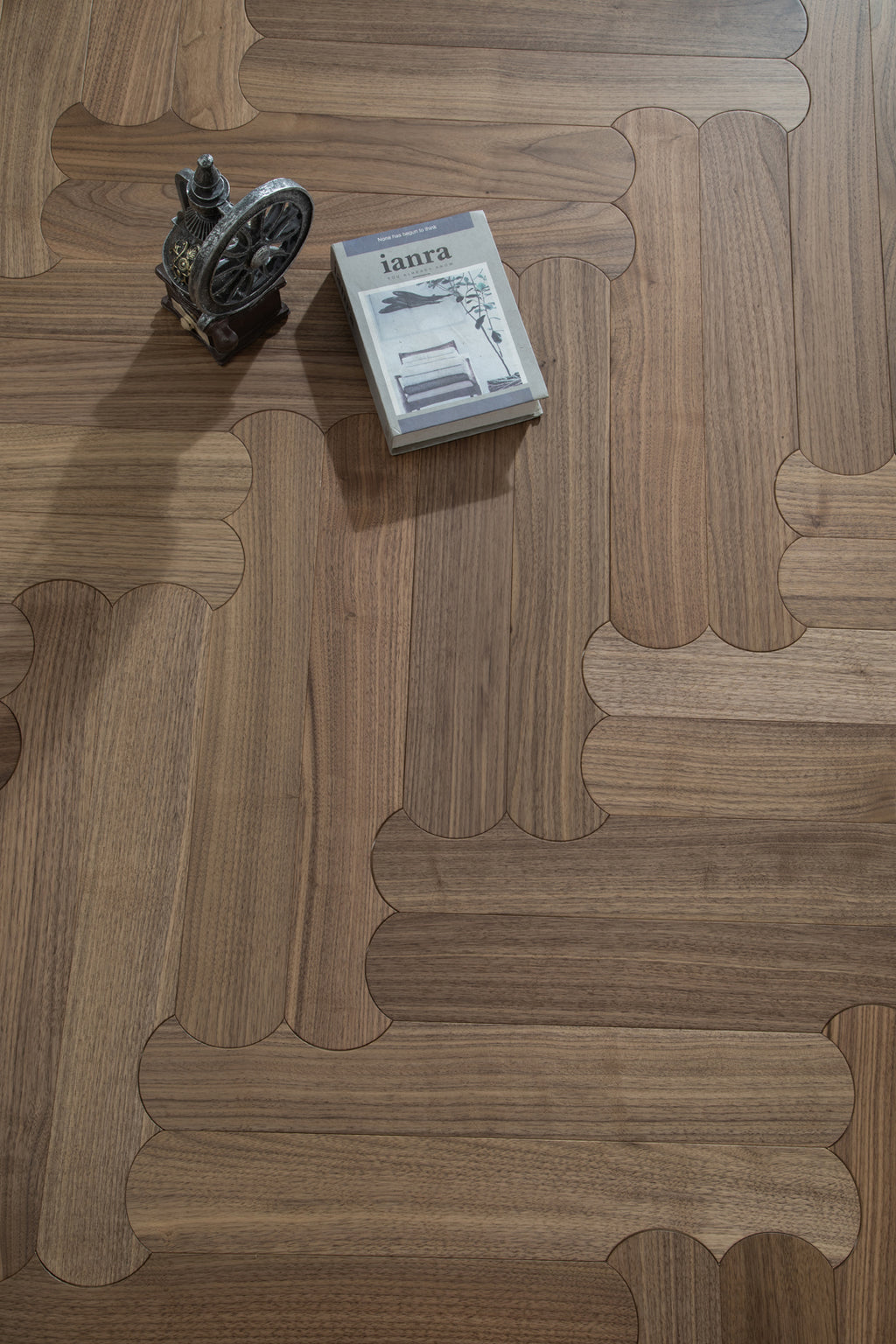 YXPH129 Black Walnut Curved Edge Herringbone Flooring | Scalloped Herringbone Series